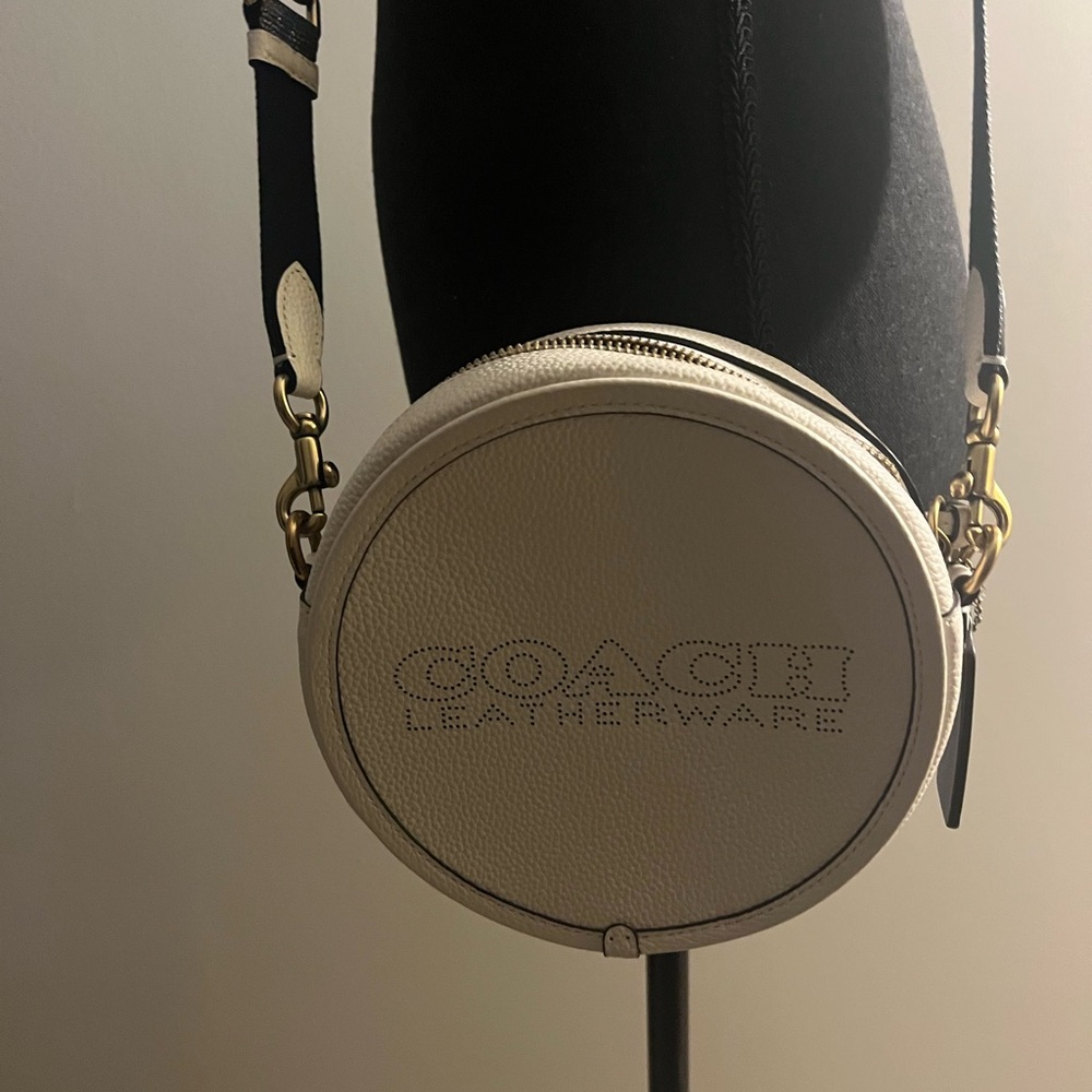 Coach White Round Leather Crossbody Bag